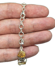 Raw Citrine Bracelet, Sterling Silver, Rough Citrine, November Birthstone - GemzAustralia 