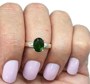 Chrome Diopside Ring, Size 7.25, Siberian Emerald, Sterling Silver, Faceted - GemzAustralia 