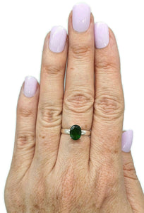 Chrome Diopside Ring, Size 7.25, Siberian Emerald, Sterling Silver, Faceted - GemzAustralia 