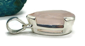 Rose Quartz Pendant, 20 Carats, Sterling Silver, Pear Shape - GemzAustralia 