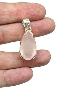 Rose Quartz Pendant, 20 Carats, Sterling Silver, Pear Shape - GemzAustralia 