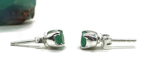 Emerald Studs, Sterling Silver, May Birthstone, Stone of Inspiration - GemzAustralia 