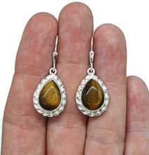 Load image into Gallery viewer, Tiger&#39;s Eye Earrings, Pear Shaped, Sterling Silver, Courage &amp; Strength Symbol - GemzAustralia 