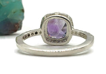 Load image into Gallery viewer, Amethyst Halo Ring, Size 8, Sterling Silver, Engagement Ring, February Birthstone - GemzAustralia 