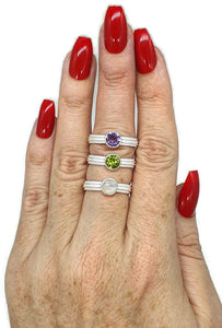 Amethyst, Peridot or Rainbow Moonstone Ring, Sterling Silver - GemzAustralia 