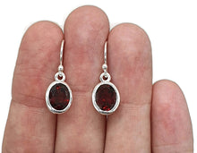 Load image into Gallery viewer, Garnet Earrings, Sterling Silver, January Birthstone, Pear, Round or Oval Shape - GemzAustralia 