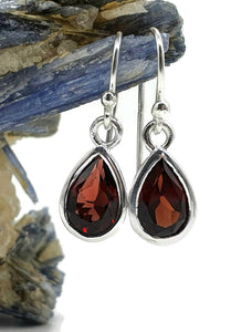 Garnet Earrings, Sterling Silver, January Birthstone, Pear, Round or Oval Shape - GemzAustralia 