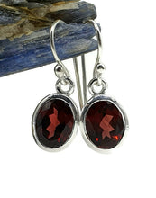 Load image into Gallery viewer, Garnet Earrings, Sterling Silver, January Birthstone, Pear, Round or Oval Shape - GemzAustralia 