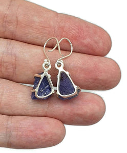 Raw Tanzanite Earrings, Sterling Silver, Rough Gemstones - GemzAustralia 