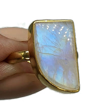 Load image into Gallery viewer, Rainbow Moonstone Ring, Size 9, Sterling Silver, 14k gold plated - GemzAustralia 