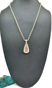 Rose Quartz Pendant, 20 Carats, Sterling Silver, Pear Shape - GemzAustralia 