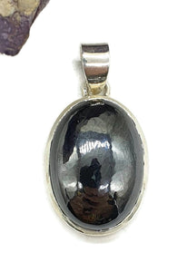 Hematite Pendant, Sterling Silver, Oval Shaped, Iron Oxide Crystal - GemzAustralia 
