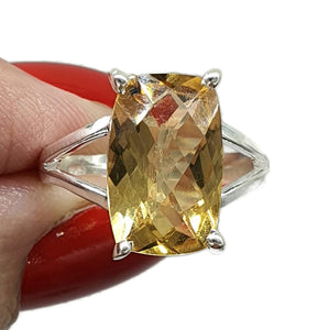 Citrine Ring, Rectangle shaped, Size 7, Sterling Silver - GemzAustralia 