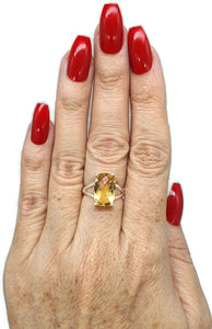 Citrine Ring, Rectangle shaped, Size 7, Sterling Silver - GemzAustralia 