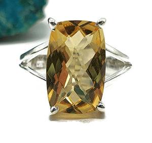 Citrine Ring, Rectangle shaped, Size 7, Sterling Silver - GemzAustralia 