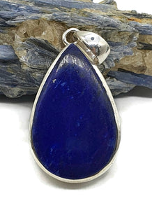 Lapis Lazuli Pendant, Pear Shape, Sterling Silver, Protection Stone - GemzAustralia 