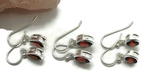 Garnet Earrings, Sterling Silver, January Birthstone, Pear, Round or Oval Shape - GemzAustralia 