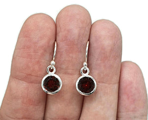 Garnet Earrings, Sterling Silver, January Birthstone, Pear, Round or Oval Shape - GemzAustralia 