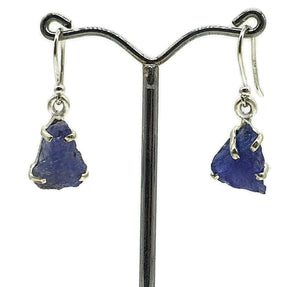 Raw Tanzanite Earrings, Sterling Silver, Rough Gemstones - GemzAustralia 