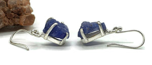 Raw Tanzanite Earrings, Sterling Silver, Rough Gemstones - GemzAustralia 
