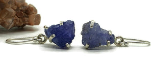 Raw Tanzanite Earrings, Sterling Silver, Rough Gemstones - GemzAustralia 