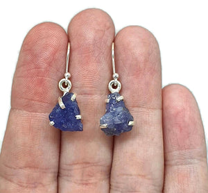 Raw Tanzanite Earrings, Sterling Silver, Rough Gemstones - GemzAustralia 