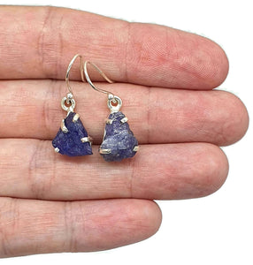 Raw Tanzanite Earrings, Sterling Silver, Rough Gemstones - GemzAustralia 