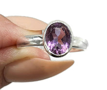 Load image into Gallery viewer, Amethyst Ring, Size 10, Oval Shaped, Sterling Silver, February Birthstone - GemzAustralia 
