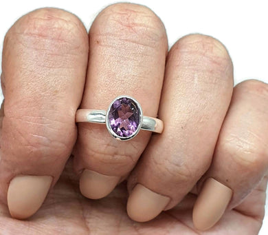 Amethyst Ring, Size 10, Oval Shaped, Sterling Silver, February Birthstone - GemzAustralia 