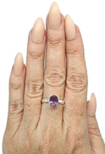 Load image into Gallery viewer, Amethyst Ring, Size 10, Oval Shaped, Sterling Silver, February Birthstone - GemzAustralia 
