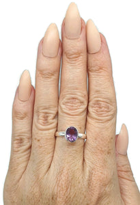 Amethyst Ring, Size 10, Oval Shaped, Sterling Silver, February Birthstone - GemzAustralia 