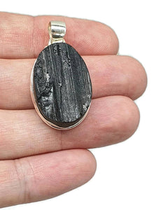 Black Tourmaline Pendant, Sterling Silver, Rough Gemstone, October Birthstone - GemzAustralia 