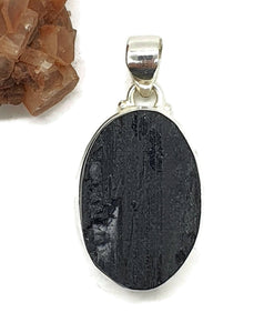 Black Tourmaline Pendant, Sterling Silver, Rough Gemstone, October Birthstone - GemzAustralia 