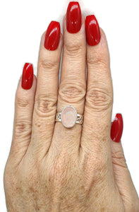 Rose Quartz Ring, size 8, Sterling Silver, Infinity Ring - GemzAustralia 