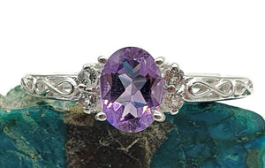 Amethyst Ring, size 9, Sterling Silver, Infinity Ring - GemzAustralia 