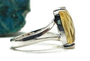 Citrine Ring, Rectangle shaped, Size 7, Sterling Silver - GemzAustralia 