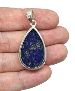 Lapis Lazuli Pendant, Pear Shape, Sterling Silver, Protection Stone - GemzAustralia 