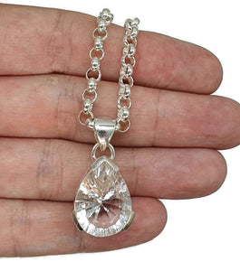 Clear Quartz Pendant, Pear Shaped, Sterling Silver, 17 carats - GemzAustralia 