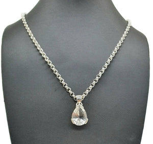 Clear Quartz Pendant, Pear Shaped, Sterling Silver, 17 carats - GemzAustralia 