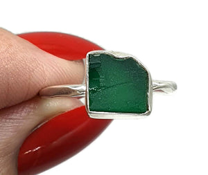 Raw Green Onyx Ring, Size 7.75, Sterling Silver, Rough Gemstone - GemzAustralia 