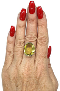 Lemon Quartz Ring, Size 7, Sterling Silver, 20 carats - GemzAustralia 