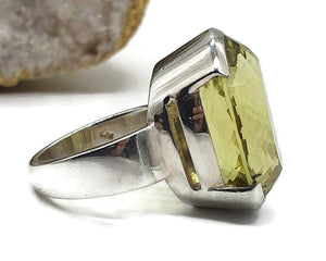 Lemon Quartz Ring, Size 7, Sterling Silver, 20 carats - GemzAustralia 