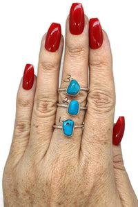 Raw Turquoise Ring, 3 sizes, Sterling Silver - GemzAustralia 