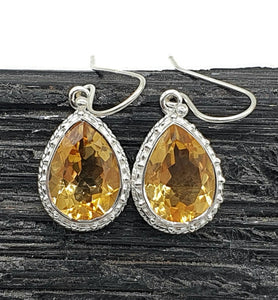 Citrine Earrings, Sterling Silver, 12 carats, November Birthstone - GemzAustralia 