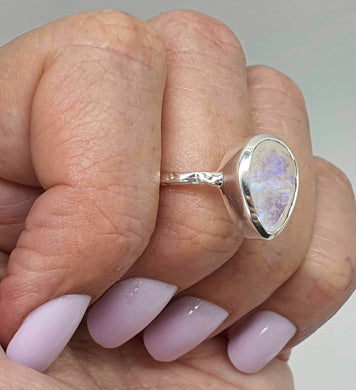 Faceted Rainbow Moonstone Ring, Size 9.5 - GemzAustralia 
