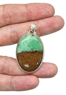 Australian Boulder Chrysoprase Pendant, Sterling Silver - GemzAustralia 