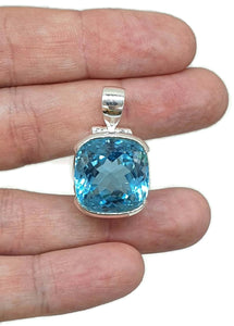 Swiss Blue Topaz Pendant, 37 carats, Sterling Silver - GemzAustralia 