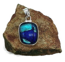 Load image into Gallery viewer, Dichroic Glass Pendant, Sterling Silver, Square Shaped - GemzAustralia 