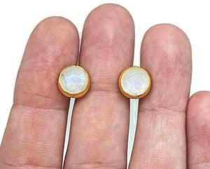 Rainbow Moonstone Earrings, 18K Gold Plated - GemzAustralia 