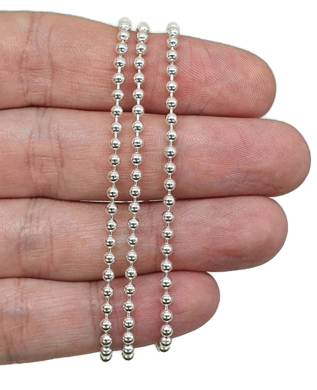 Sterling Silver Chain, 50 cm, 19 inches, Beaded Chain - GemzAustralia 